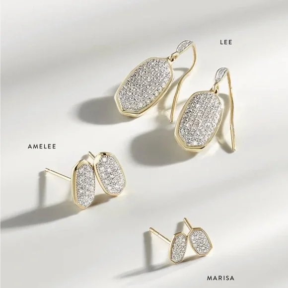 Kendra Scott 14k white gold diamond Amelee stud earrings - Picture 11 of 13